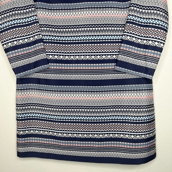 J. Crew Factory Navy Blue & White Geometric Striped 3/4 Sleeve Gallery Dress 14 - Picture 5 of 14